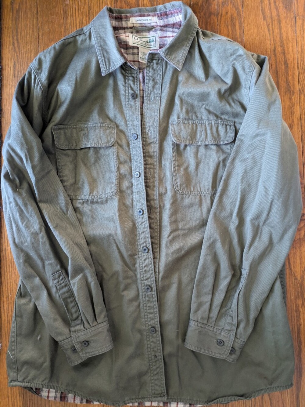 L.L. BEAN Thick Flannel Lined Work Shirt Jacket L Tall Shacket